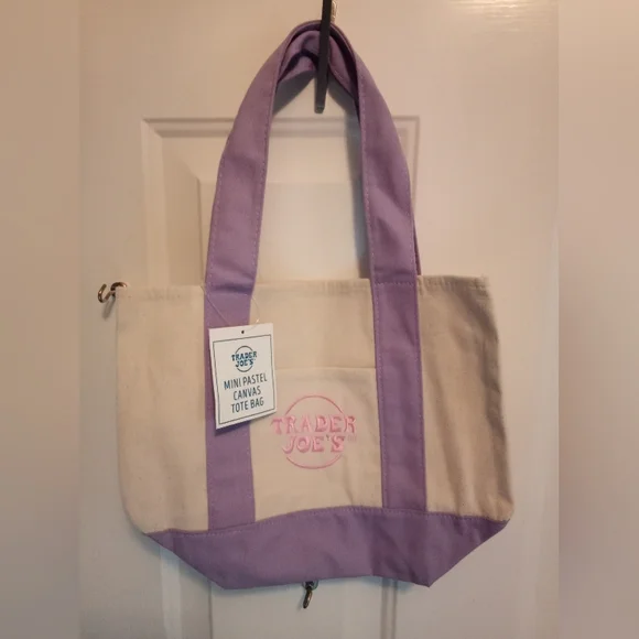 Set of 4 Trader Joe's Mini Pastel Canvas Totes - Picture 8 of 9
